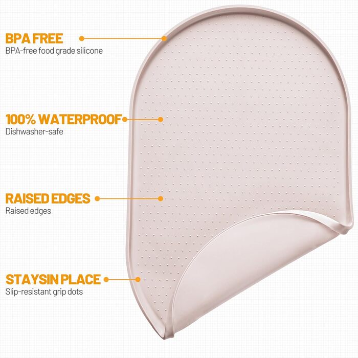 Гумова килимок для годівлі собак та котів з високим бортиком, водонепроникний, розмір 19' x 12' (білий пісок)