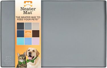 Підкладка під миску для собак та котів Neater Pet Brands - водонепроникна силіконова підкладка для годівлі, сірого кольору (48,3 x 30,5 см)