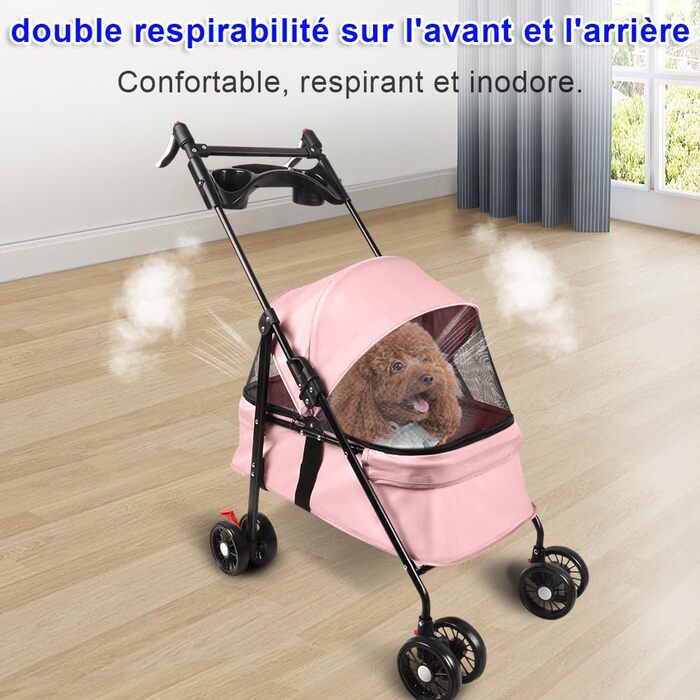 Дитяча коляска 3 в 1 для собак та котів, складні, з колесами EVA, ручка, 3 вікна з сітки, тримач для напоїв, для маленьких та літніх собак, тролей для людей з обмеженими можливостями, 50 x 70 x 95 см