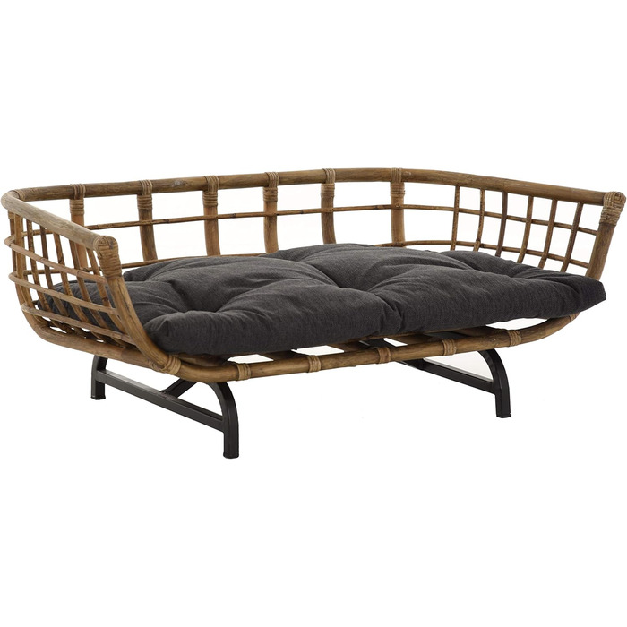 Корзина для собак/кішок Retro з ротангу XL (Сірий, Натуральний) з подушкою