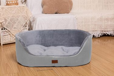 Кругле лежанка для собак середнього розміру Raikou, м'яка та зручна, з антиковзким покриттям. Підходить для собак та котів, сірого кольору (45 x 34 x 17 см)