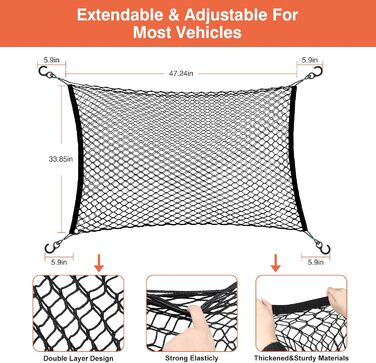Сітчаста перегородка для тварин в авто, регульована, Oxford, 120x85 см