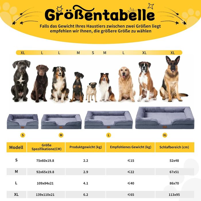Ортопедичне ліжко для собак середніх та великих порід 109x84x21 см, високощільна піна з високим пружним ефектом, знімний водонепроникний чохол, зручне та антиковзаюче, темно-сірий колір