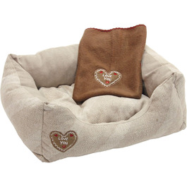 Лежак для домашніх тварин Kerbl Love You, 61x48x18 см / 65x50 см, бежевий, м'який