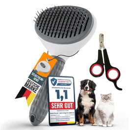 Набір щіток для котів та собак: для короткої та довгої шерсті. Включає ножиці для кігтів, зменшує випадіння шерсті, забезпечує блискуче хутро, легко очищаються натисканням кнопки. (Сірий)