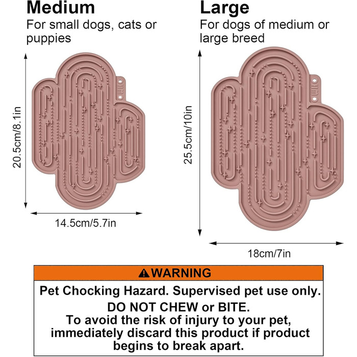 Лежак-іграшка для собак та котів OHMO Schleckmatte, 2 шт. - милий дизайн кактуса, силікон, 18x25.5 см (кораловий & вишневий)