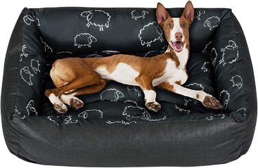 Крісло-лежанка для собак SuperKissen24: лежанка-кошик, лежанка-софа для маленьких, середніх та великих собак, чорно-сіра, розмір M, 70x55 см, приваблива для прання, 1 шт.