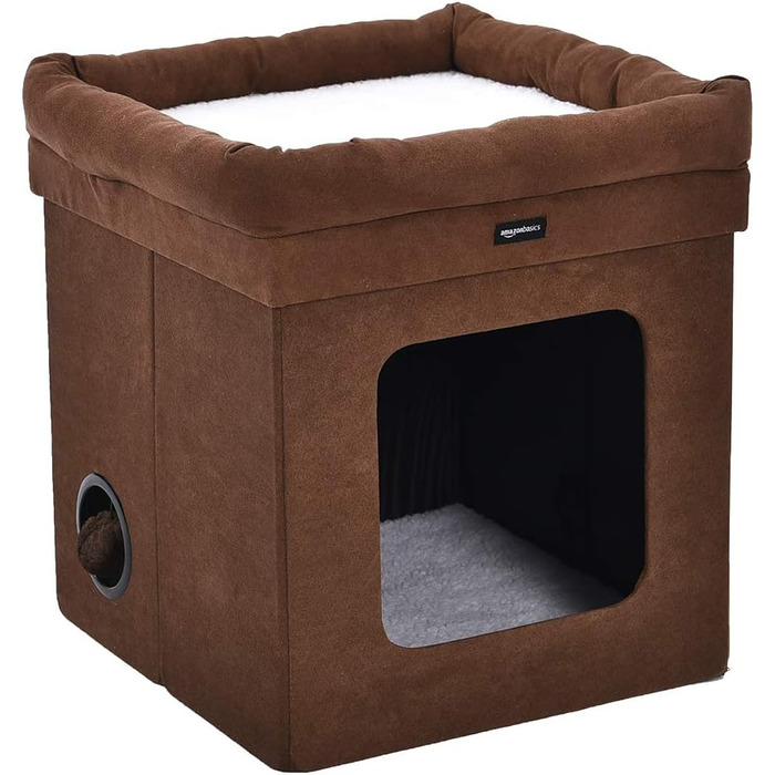 Складаний будиночок для котів Amazon Basics, коричневий, 38x38x43 см