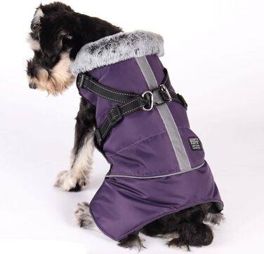 Зимові куртки для собак, жилети для собак з шлейкою, тепла куртка для собак, зимові куртки для собак для маленьких, середніх та великих собак (фіолетовий, S)
