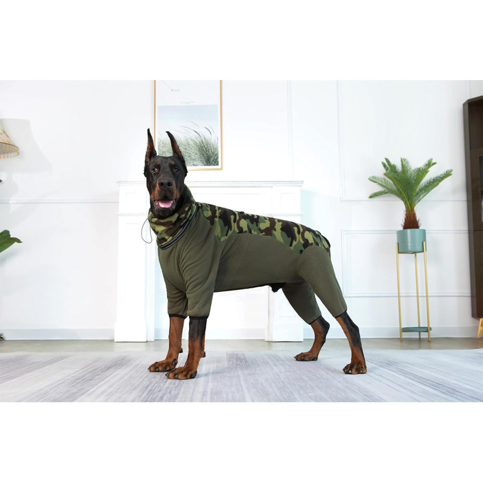 Зимовий комбінезон для собак, теплий, непромокальний, з D-поточкою та світловідбиваючими смугами, розмір M, оливковий колір