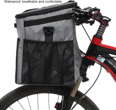 Корзина для собак на велосипед, рюкзак для домашніх тварин та автокрісло для цуценят. Підходить для піших прогулянок, велопоїздок, кемпінгу. М'яка, розширювана, складана, для ролерів, електровелосипедів, велотримачів. Також підходить для котів. Колір: сір