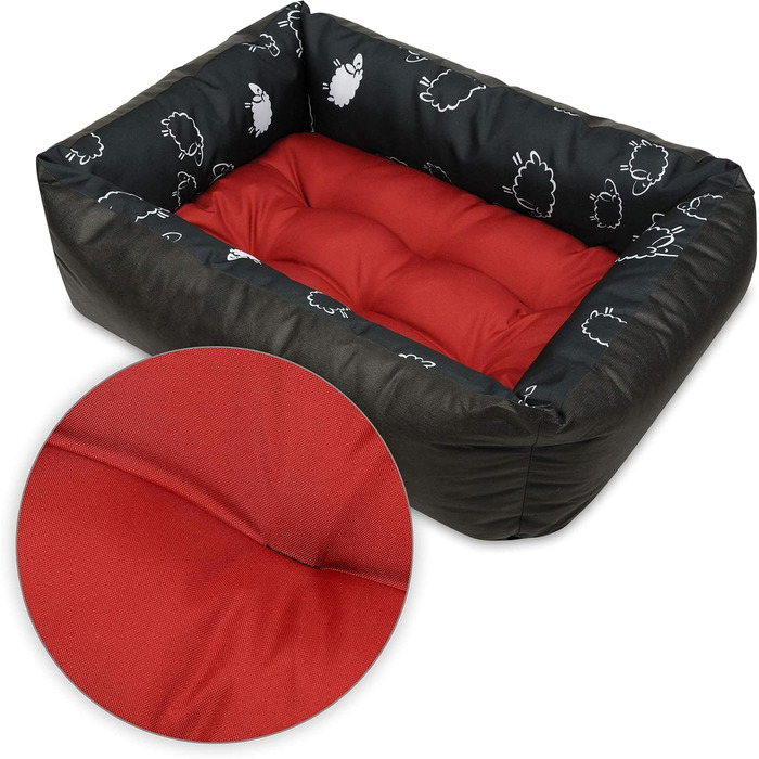 Лежанка для собак SuperKissen24: м'яка, зручна, бордовий колір, розмір M, 70x55 см. Лежанка для собак маленьких, середніх та великих порід.