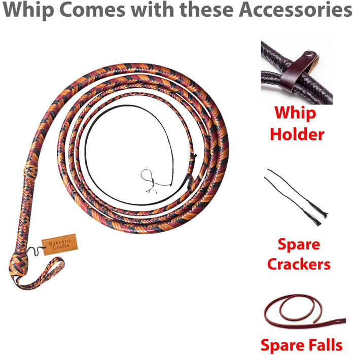 БантОро Крафтс: Батогом з кенгурячої шкіри, 16 плетінь, 3.6м (12 футів), для косплею та реквізиту