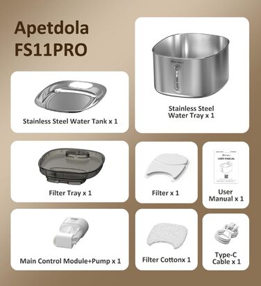 Автоматична фонтан-питуалка для котів Apetdola FS11PRO, електрична поїлка для тварин