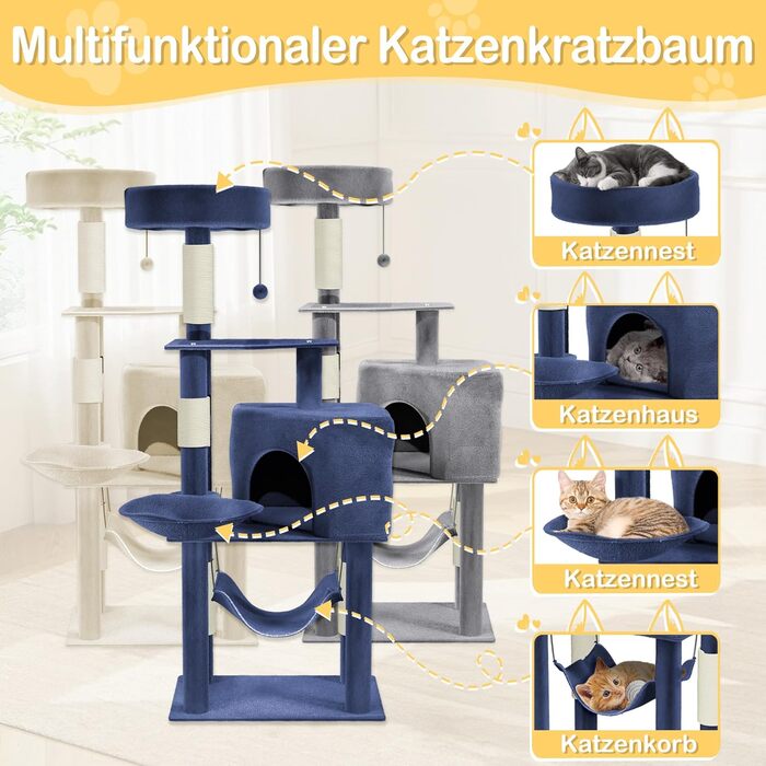 Котячий будиночок з когтеточкою NAIZY K1266, XXL, 49x41x93 см, синій