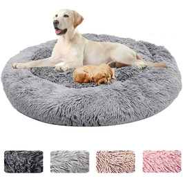 Кругле ліжко для собак ZINN, м'яке, миється, велике, світло-сіре, розмір M (70 см)