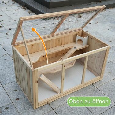 Клітка для хом'яка з сосни, 94,5 x 48,5 x 49,5 см, з платформами, драбиною та будиночком