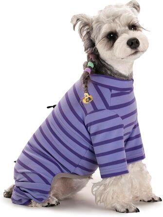 Зимовий теплий пуховик для собак, бавовна, смугастий, регульований, світловідбиваючий, для малих та великих собак, сірий, розмір M, білий (L, фіолетовий)