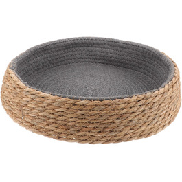 Кругле ліжко для собак та котів POPETPOP з ротангу, 35x35x8 см - миється та дихає, ідеально для вітальні та спальні