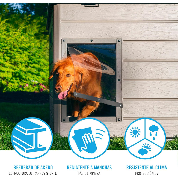 Кінець Lifetime - Зовнішній вольєр для собак, 120x97x97-90 см, переносний собачий будиночок, з піднятим дном, знімним перегородкою, захист від УФ-випромінювання, складане дах, прямокутний вольєр для саду (92314)
