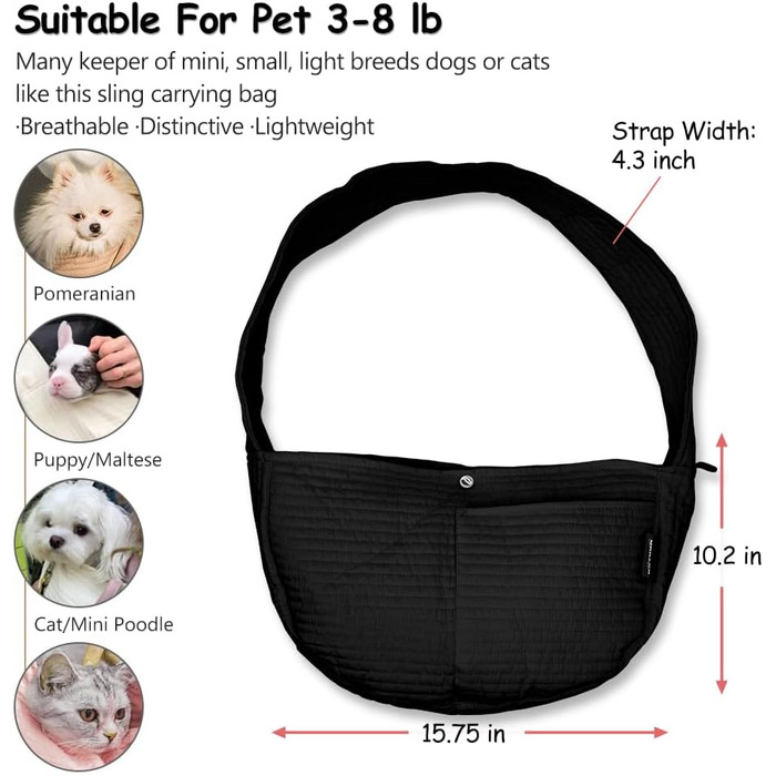 Сумка-переноска для собак NATUYA, чорна, водонепроникна, для прогулянок та подорожей