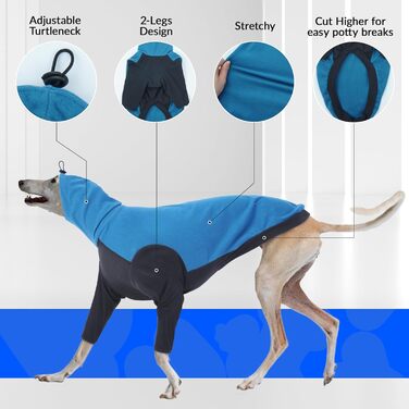 Пуловер з коміром-стійкою для породи Віндхаунд, теплий зимовий пуловер для Віндхаундів, куртка для Лурчерів, пуловер для собак середнього розміру, собачий світшот (Синій, M) M Синій