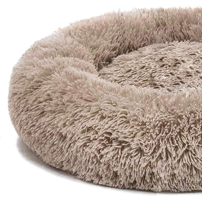 Кругле собаче ліжко ZINN, м'яке, миється, для великих собак, розмір M (діаметр 70 см), колір кавовий