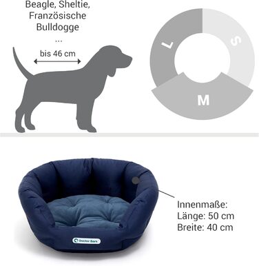 Кругле ліжко для собак Doctor Bark - м'яке корзинка для собак середніх порід з ортопедичною подушкою, прання до 95°C, Made in Germany (M - 50x40 см, Королівський синій)