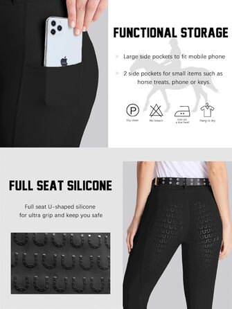 Легінси для верхової їзди DMVOD для жінок, повний силіконовий захват, чорні, розмір L
