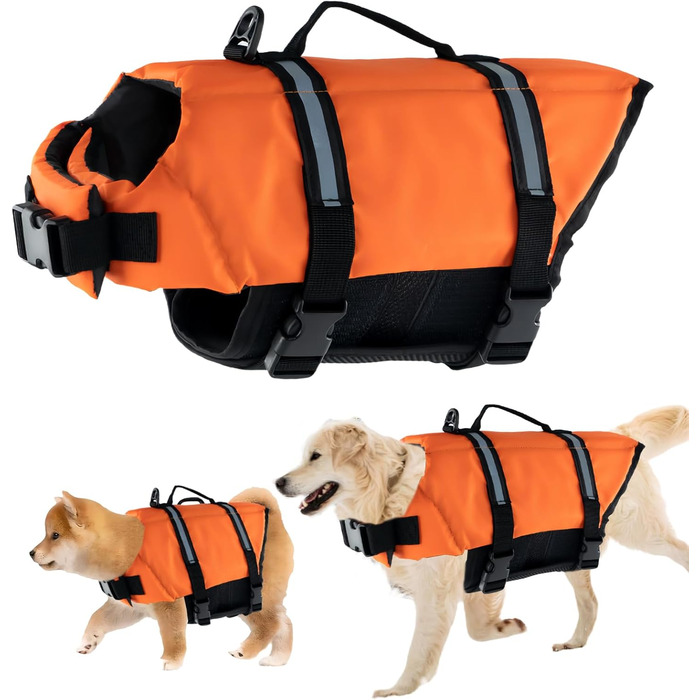 Жилет рятувальний для собак FainFun Orange, XS. Регульований, з високою плавучістю та рятувальним гачком. Підходить для малих та великих собак.