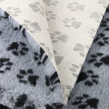 Преміум ковдра для собак ProFleece, сіра з чорними лапами, 75 x 50 см | Антибактеріальна, антиалергенна, неслизька, дихаюча, ізолююча