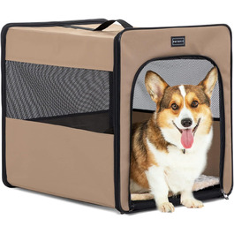 Складана переноска для собак Petsfit, розмір M, для дому та авто, міцна та легка, з плюшевим матрацом 3 см, 61x46x53,5 см