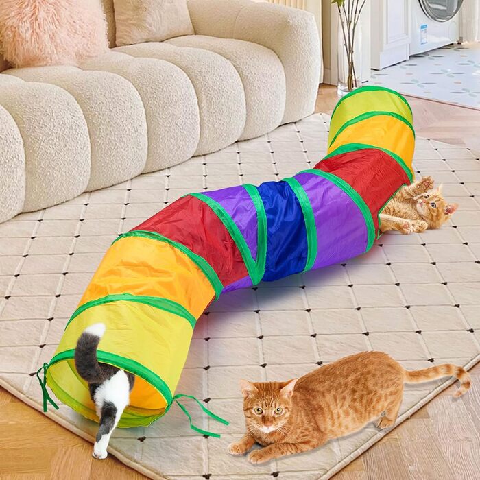 Туннель для котів, іграшка-труба, складаний, для кошенят, цуценят, кроликів, в приміщенні та на вулиці (S-Colorful, Colorful-S)