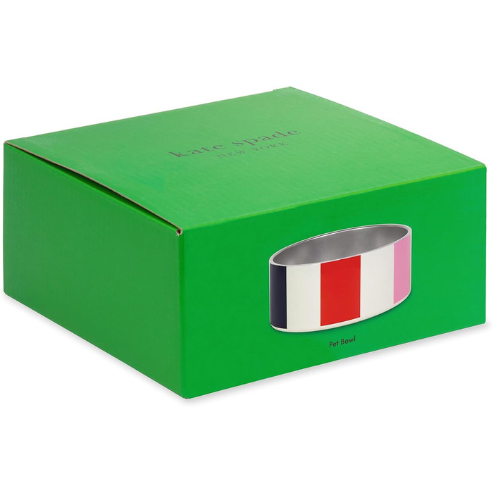Миска для собак kate spade new york Adventure Stripe, нержавіюча сталь, нековзка, для корму і води, 453 г