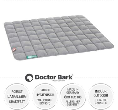 М'яка лежанка для собак Doctor Bark, розмір L, 100x80 см, світло-сіра, для великих собак, міцна, для дому та вулиці, витримує прання до 95°C