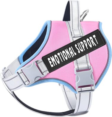 Пояс для собак Voopet для емоційної підтримки, професійний сервіс, жилет-пояс для собак маленьких, середніх та великих порід, світловідбиваючий, дихаючий та регульований, запобігає тягненню/нудоті, ESA (X-Small (Упаковка з 1), Синій_Рожевий)