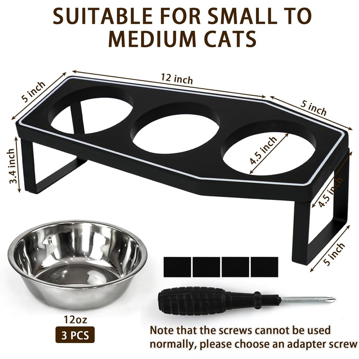 Підвищені миски для котів OPELETNNT, набір 3 шт. з бамбуковим підносом, нержавіюча сталь, антиковзкий стійкий, для дому