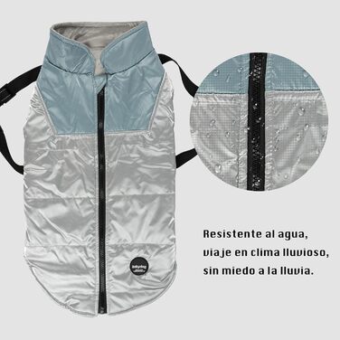 Водонепроникна куртка для собак, тепла куртка для собак з кільцем для повідка - (Срібло/Блакитний, 3XL)