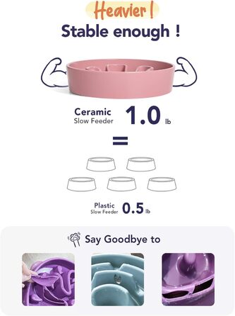 Миска для собак Le Tauci керамічна антиковзальна (Bloom Rosa, 350 мл, S) для середніх та малих порід, уповільнює поїдання
