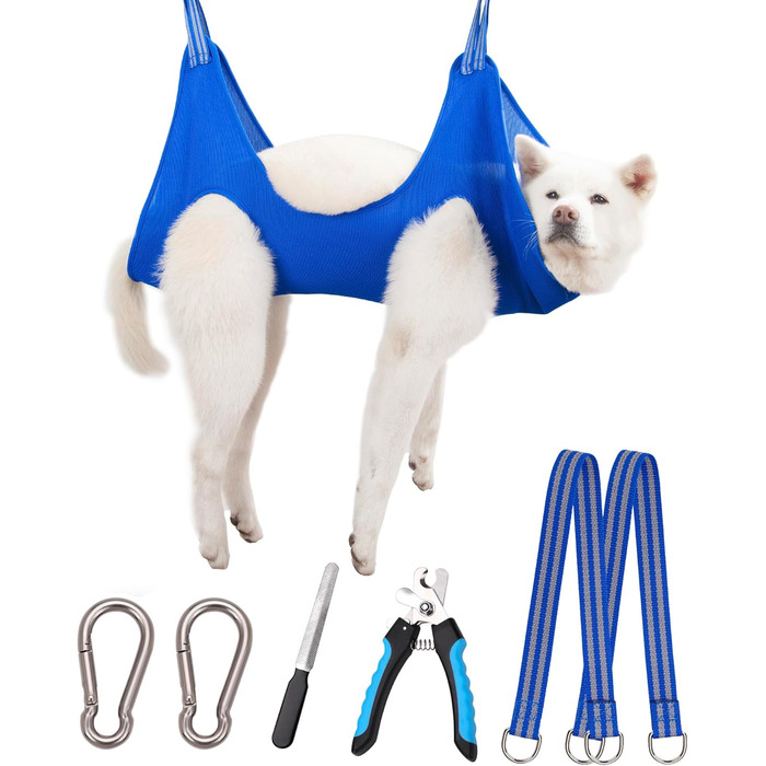 Набір для догляду за собаками Kkiimatt 10-в-1: гамак, триммер, пилка, щітка, XXL (до 45,4 кг), хакі