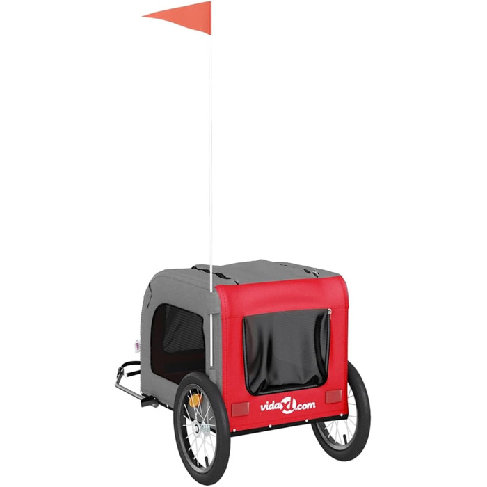 Фahrрадінний причіп для собак Червоний та Сірий, Oxford-Gewebe та Ізоточне залізо, Модель 93831