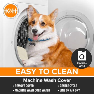 K&H Pet Products Лектро-Софт ортопедичне підігрівне ліжко для великих собак або кількох котів, безпечне, водонепроникне, м'яке, гнучке, знімний чохол, розмір L 91,4 см