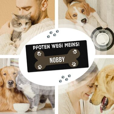 Персоналізована килимок для годування собак з ім'ям - Paw Away, Meins! - килимок для корму для собак, миючий | 90 x 40 см, нековзний