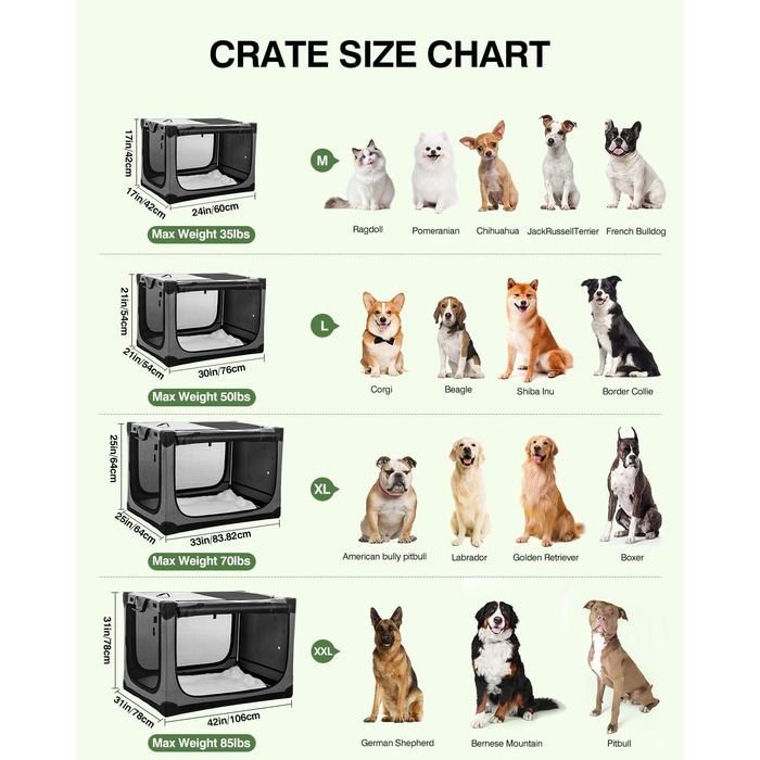 Складана переносна собача будка для середніх та великих собак, 61 см, 4 двері, для подорожей, з міцними сітчастими вікнами