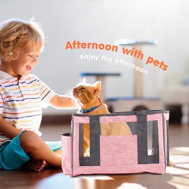 Транспортна сумка для собак PETCUTE, рожева, з регульованим ременем, дихаюча, для котів та собак (M)