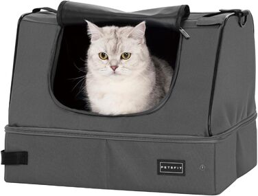 Переносний туалет для котів Petsfit, дорожній, складаний, сірий (44x33x34 см)