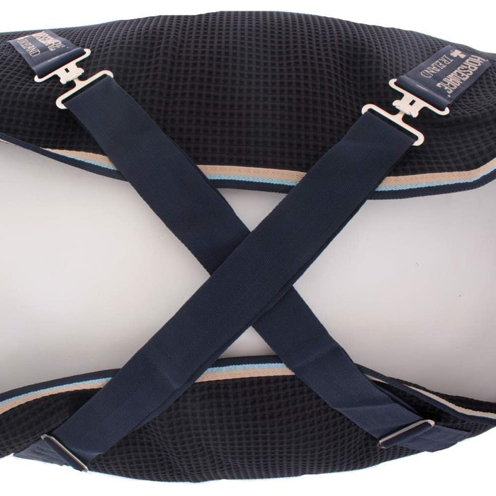 Попона Horseware Rambo Techni Waffle Cooler 140 см, Navy, Beige/Baby Blue & Navy