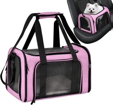 Травельник для котів та маленьких собак, сумка-переноска для тварин, рожева, для подорожей