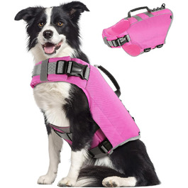 Спасальний жилет для собак Pawaboo, рожевий, розмір L, з регулюванням та надійним захватом