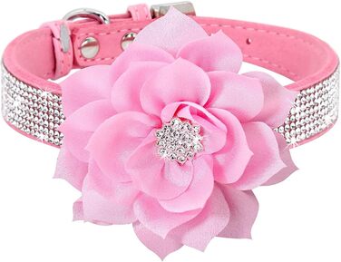 Ошатне нашийник для собак та котів Haoyueer з кристалами та стразами, рожевий (L)